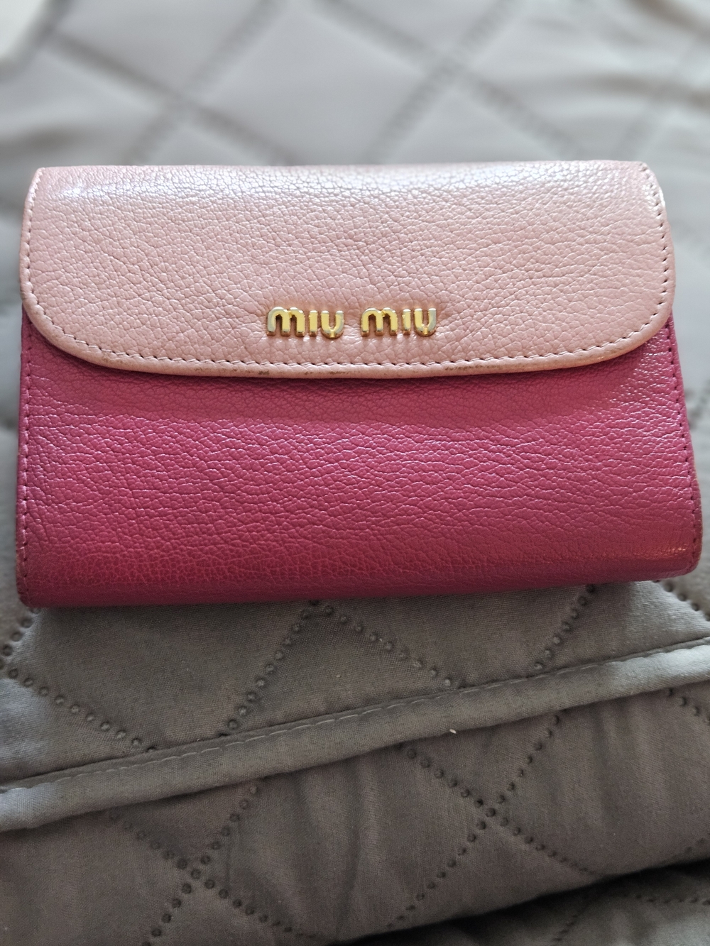 Miu Miu Two-Tone Pink Leather Wallet